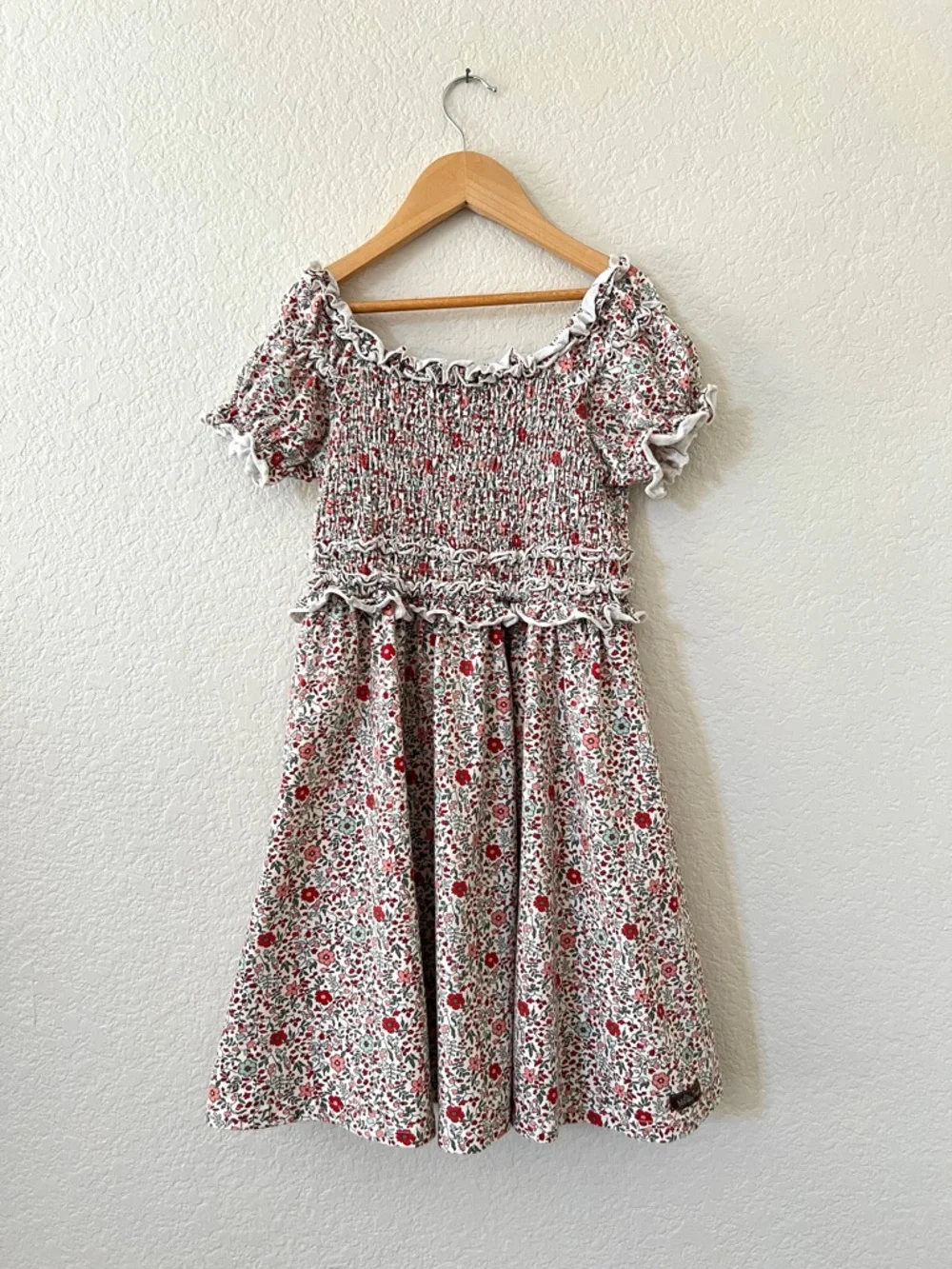 Matilda Jane Floral Smocked Dress Girls 10 Cotton Puff Sleeve Twirl Cottage